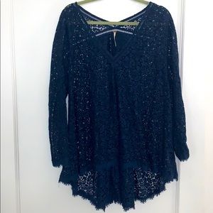 Free People blue lace top
